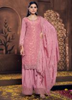 Viscose Pink Wedding Wear Embroidery Work Plazzo Suit